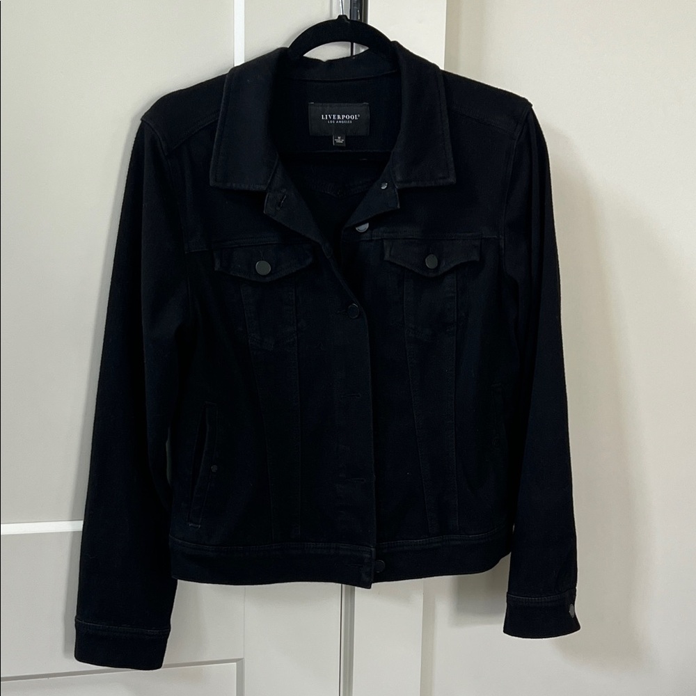 Liverpool Black Denim Trucker Jacket - Classic Fit